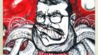 Cairo, 08.12.2012 Painting/cartoon of egyptian president Mohamed Morsi on the wall of the presidential palace in Heliopolis, 