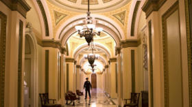 The corridor that leads to the floor of the House of Representatives is empty late Monday with no voting expected on a the fi