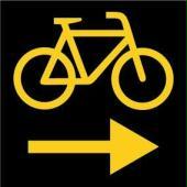 Ein gelbes Fahrrad-Symbol signalisiert das erlaubte Rechtsabbiegen bei Rot.