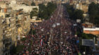 A general view of protesters opposing Egyptian President Mohamed Mursi waving Egyptian flags and shouting slogans against him