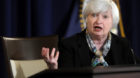 Federal Reserve Chair Janet Yellen speaks during her first news conference at the Federal Reserve in Washington, Wednesday, M