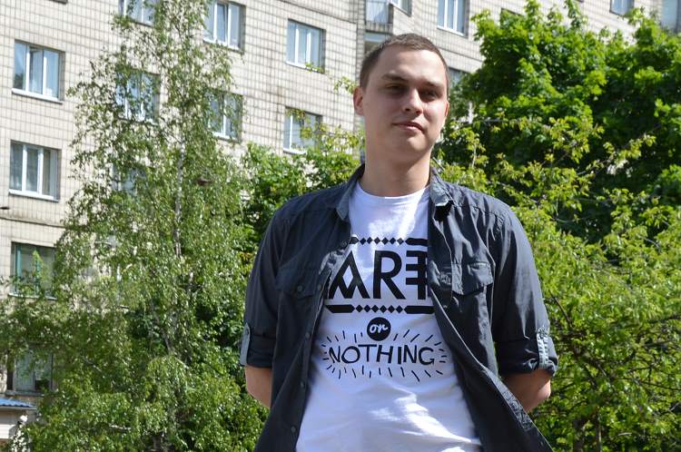 Der Student Dimitri Krywoschejew in Kiew.