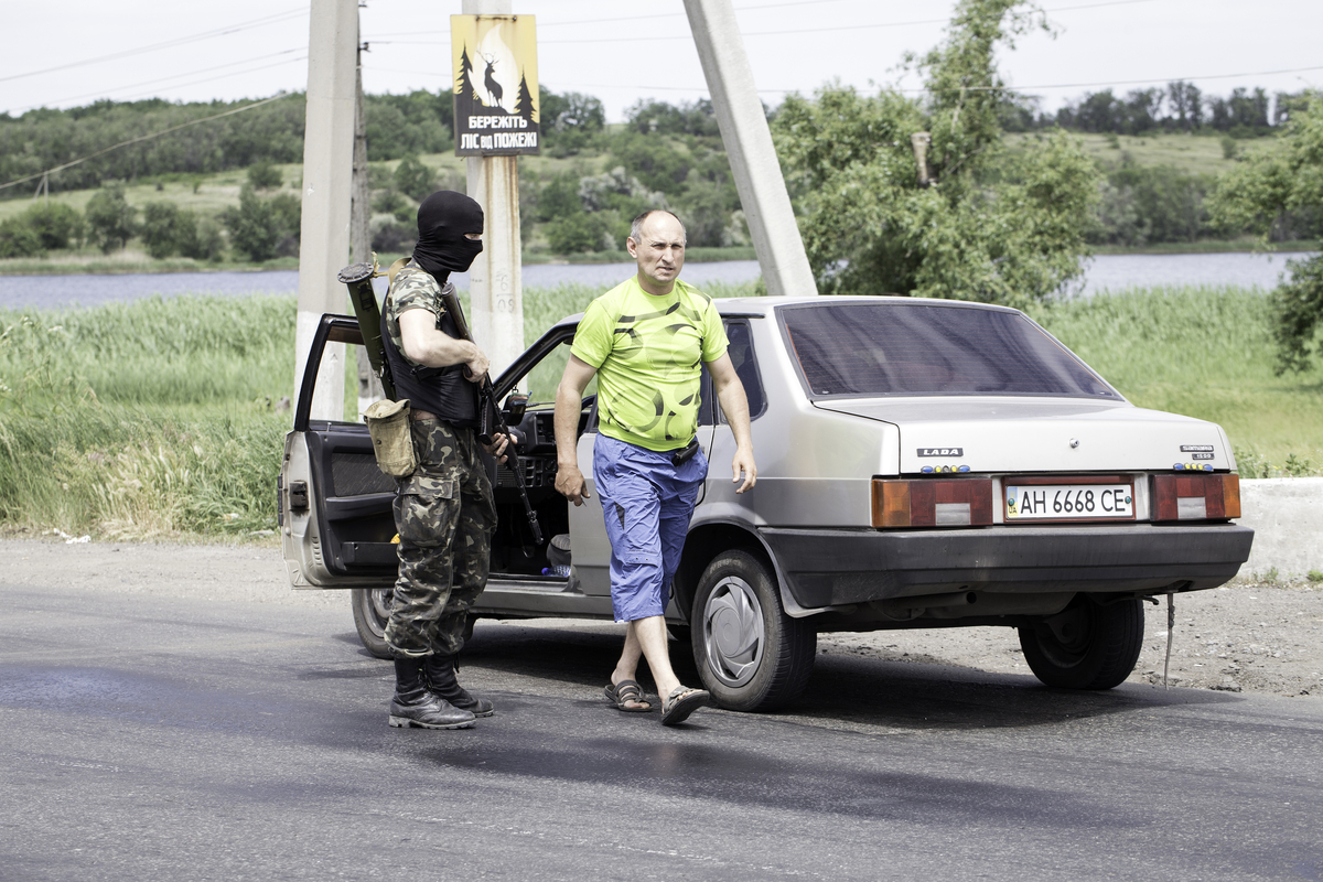 Prorussische Strassensperre in Karlivka, in der Nähe von Donezk.