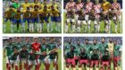 epa03979887 Combo picture that show the team photos of the teams of the A group of the 2014 FIFA World Cup Brazil: Brazil (up