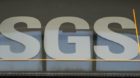 The logo of the Societe Generale de Surveillance Group, SGS, is pictured at the headquater of the Societe Generale de Surveil