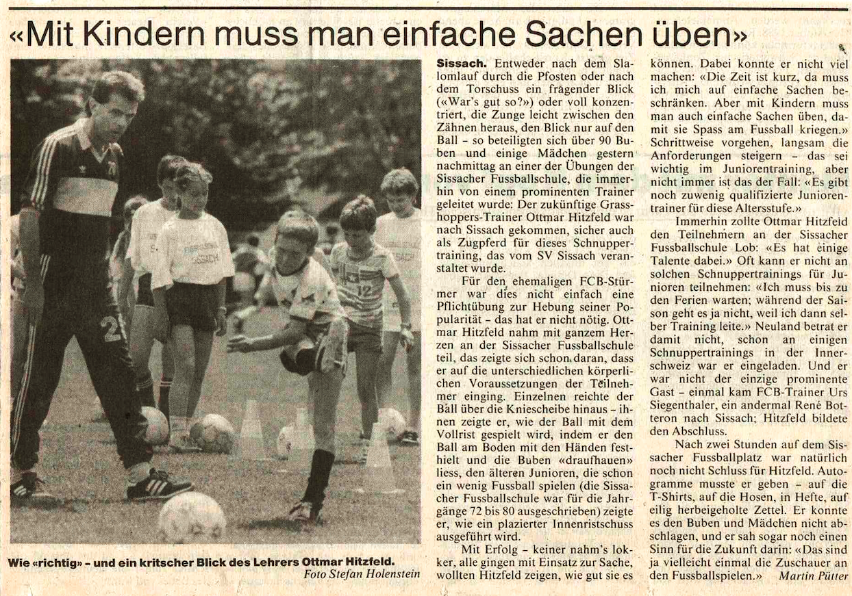 Die Basler Zeitung berichtet über den Besuch von Ottmar Hitzfeld beim SV Sissach.