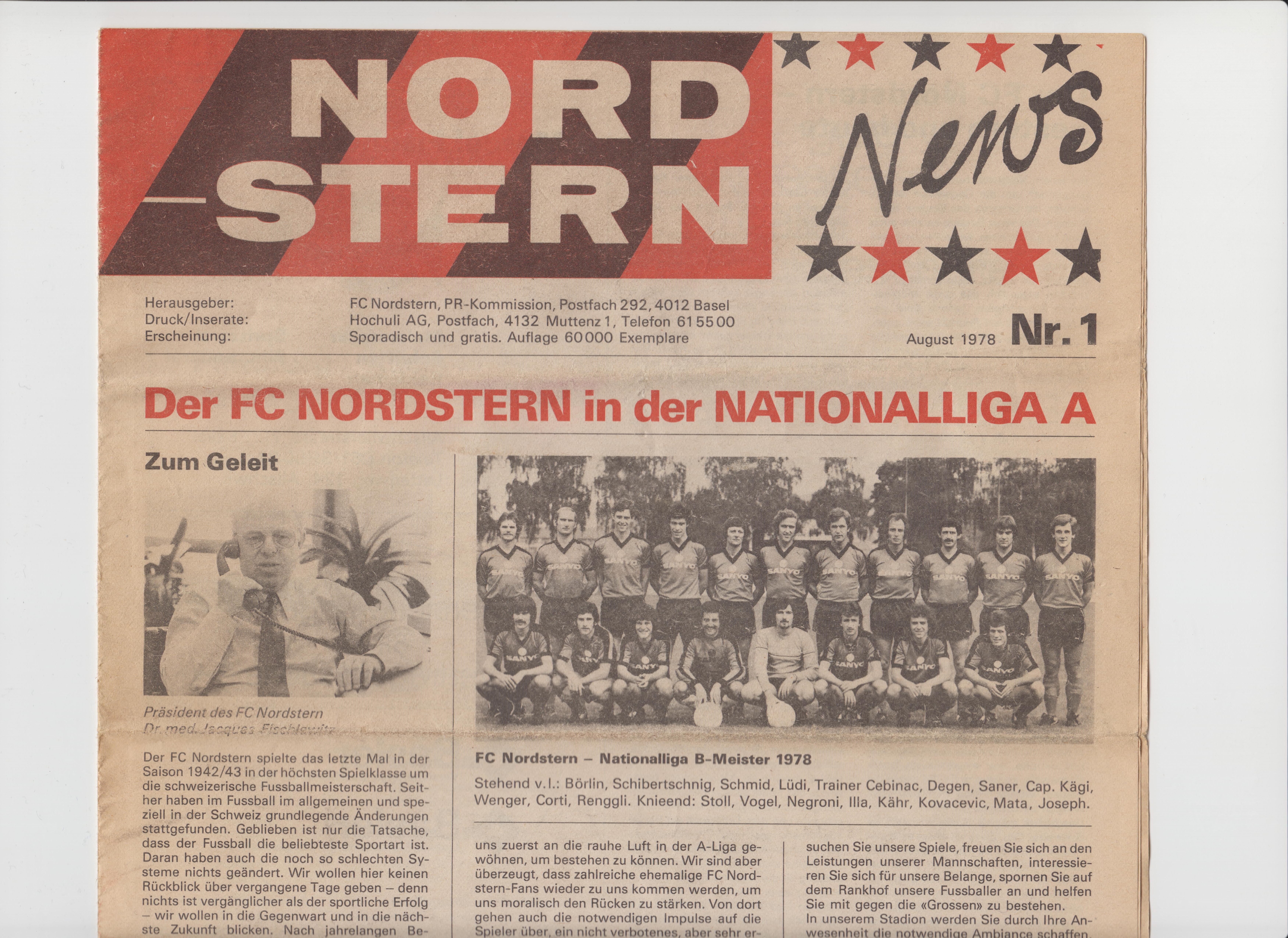 Das Cluborgan des FC Nordstern feiert den Aufstieg 1978.