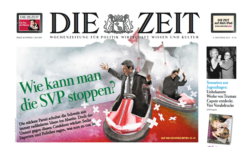In der Schweizer Ausgabe der «Zeit» schreiben prominente Autoren ein Plädoyer für ein vehementes Vorgehen gegen die SVP.