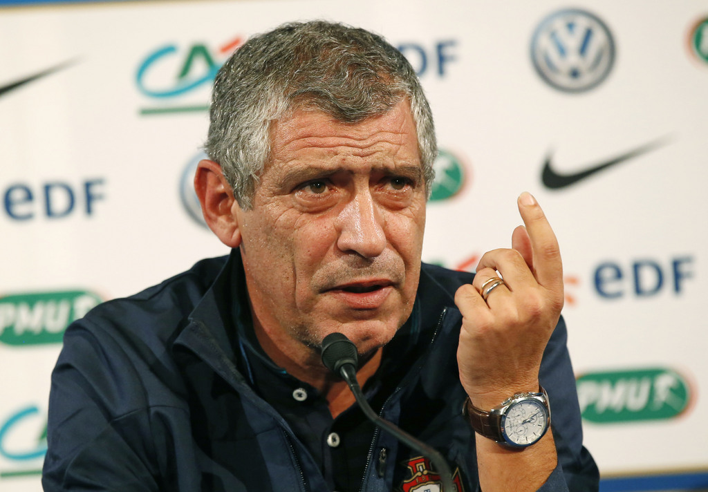 Portugal's head coach Fernando Santos, gestures as he speaks to the media during a press conference ahead of a training session at Stade de France stadium in Saint Denis, outside Paris, France, Friday, Oct. 10, 2014. Portugal will face France in a friendl