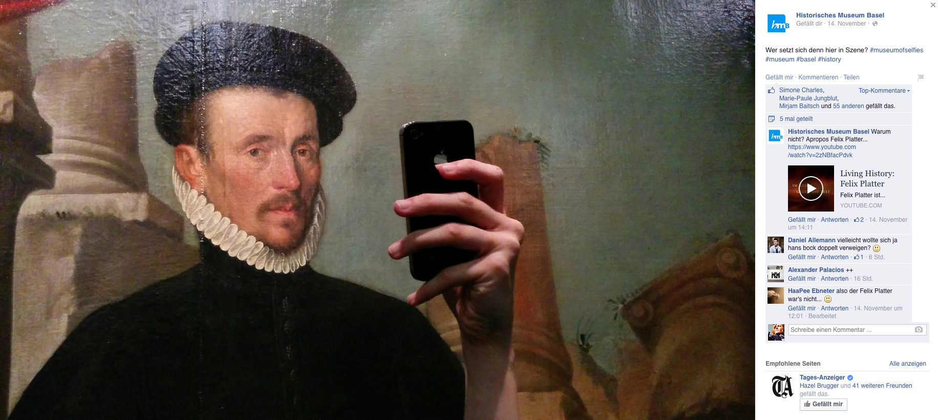 Felix Platter zückte sein Smartphone im Historischen Museum Basel.
