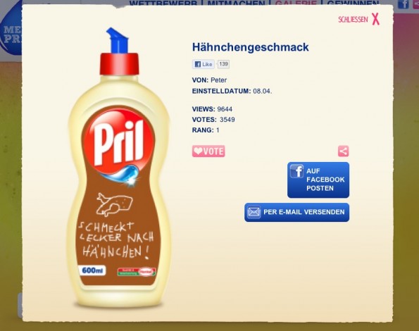Sorgte 2011 für Lacher: Die Firma Henkel bat ihre Nutzer um Designideen für eine Spülmittelflasche.