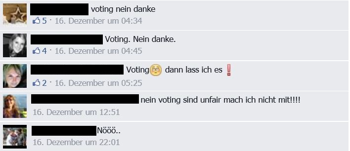 Not amused: Von einem Voting wollten einige Nutzer nichts wissen.