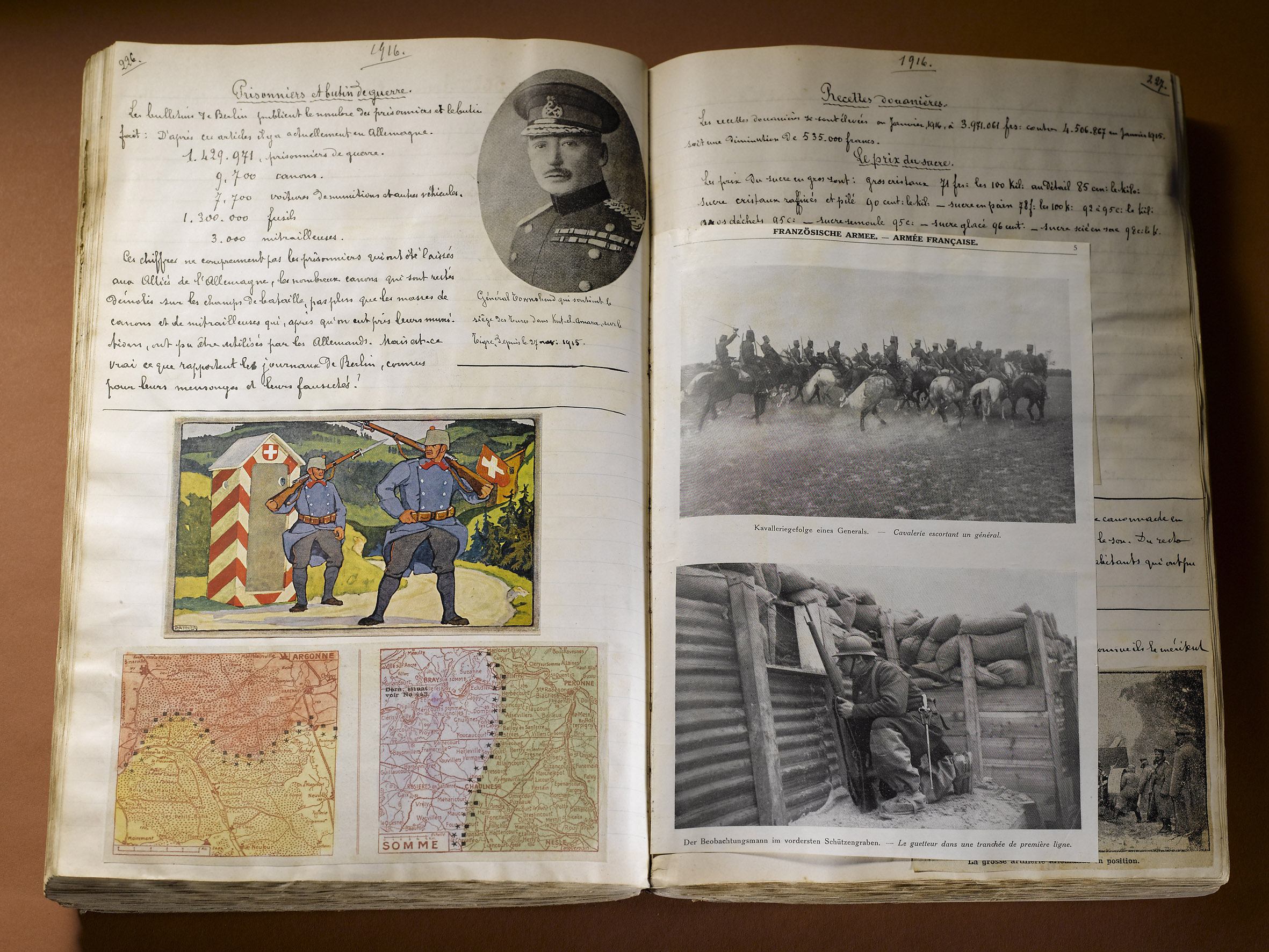 Blick in das Tagebuch von Arthur Daucourt, in dem er das Kriegsgeschehen dokumentierte.