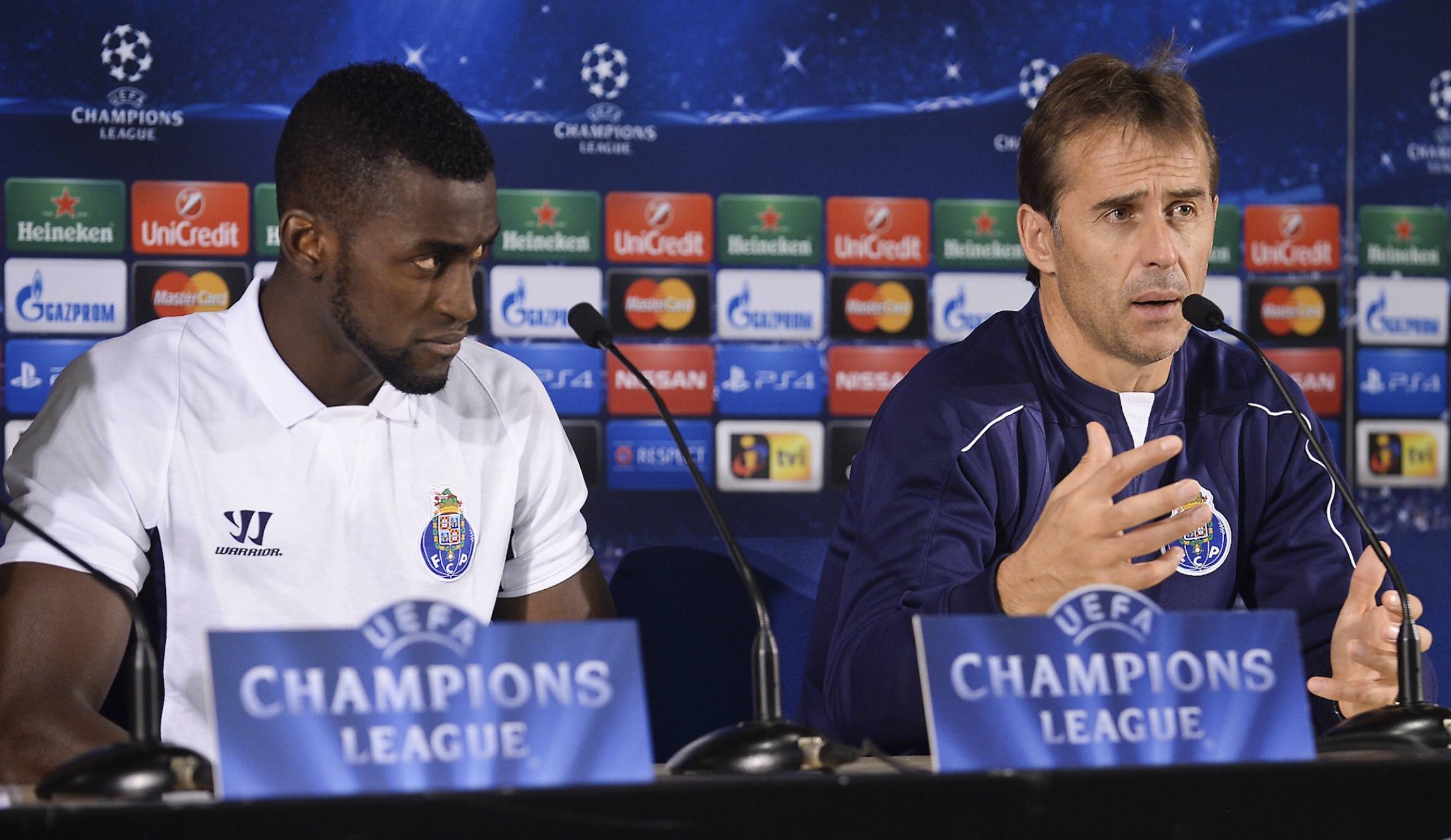 Press conference of FC Porto 10/20/2014 - Press conference of FC Porto held this morning in the auditorium of the Dragon Stadium, preview the Champions League game against Athletic Bilbao. Jackson Martinez; Lopetegui (Fabio Well / Global Images) PUBLICATIONxINxGERxSUIxAUTxHUNxONLY xFabioxPo��ox Press Conference of FC Porto 10 20 2014 Press Conference of FC Porto Hero This Morning in The Auditorium of The Dragon Stage Preview The Champions League Game Against Athletic Bilbao Jackson Martinez Lopetegui Fabio Well Global Images PUBLICATIONxINxGERxSUIxAUTxHUNxONLY