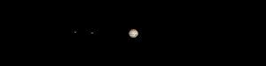 So sah es durch das Teleskop aus: Jupiter mit den beiden Monden Callisto (links) und Europa.