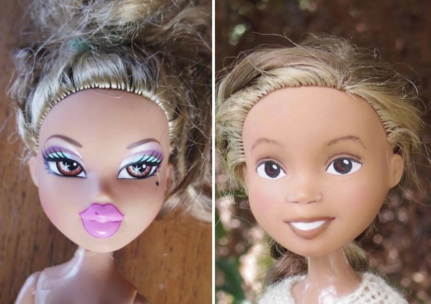 Ungeschminkt: Sonia Singh verpasst alten Puppen ein neues Make-Up.
