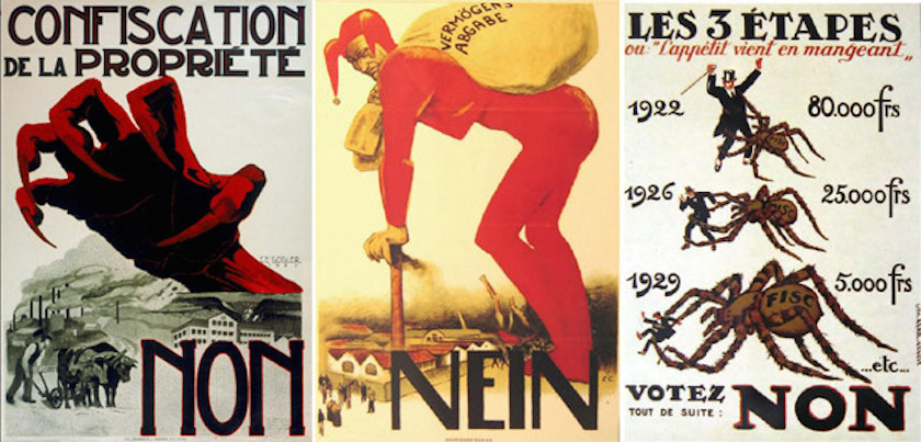 Plakate von 1922 gegen die SP-Initiative für eine «einmalige Vermögensabgabe».
