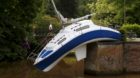 The sailing ship "Misconceivable" by Austrian artist Erwin Wurm is seen at the Middelheim Museum in Antwerp, Belgium, June 1,