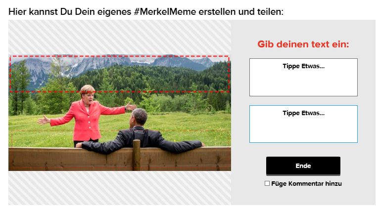 Wer noch nicht genug hat vom Merkel-Meme, kann sich bei Buzzfeed sein eigenes basteln.