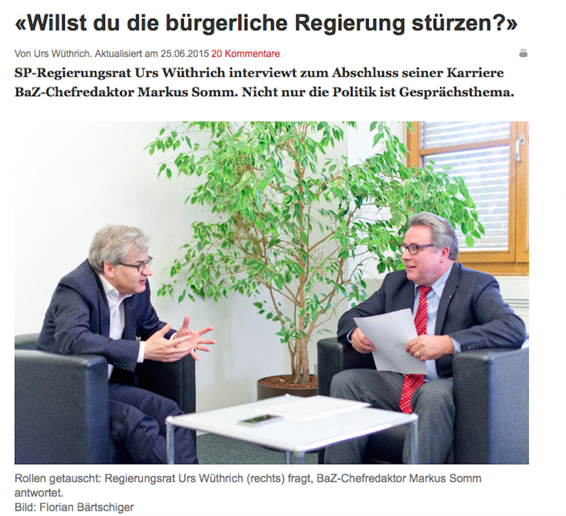 Diese Lust am Spiel: Urs Wüthrich interviewte Markus Somm. 