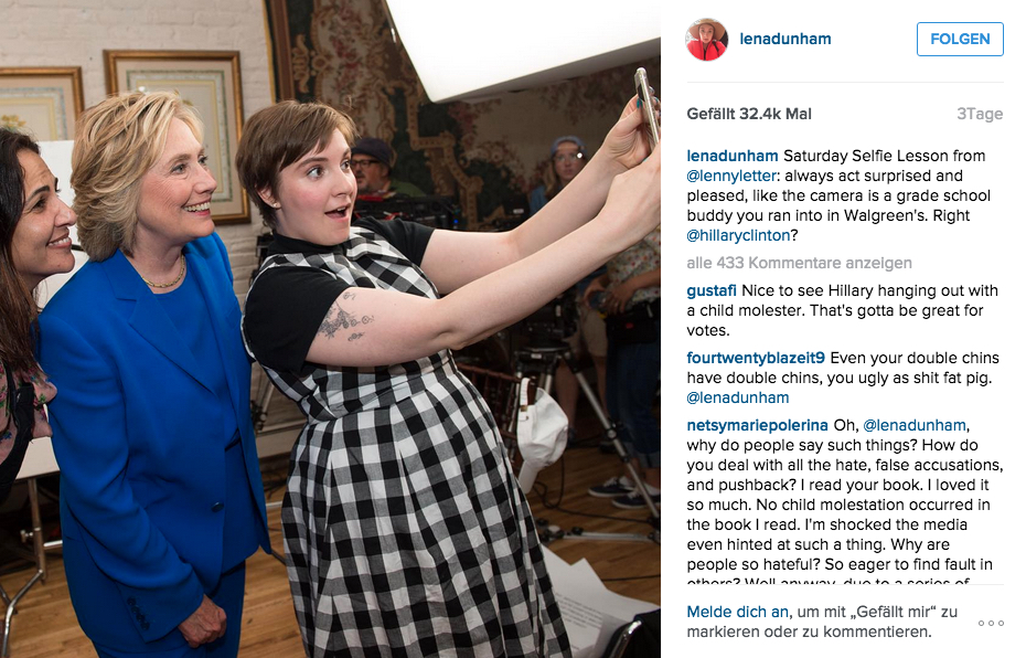 Ein Selfie mit Hillary Clinton aus Lena Dunhams Instagram-Feed.