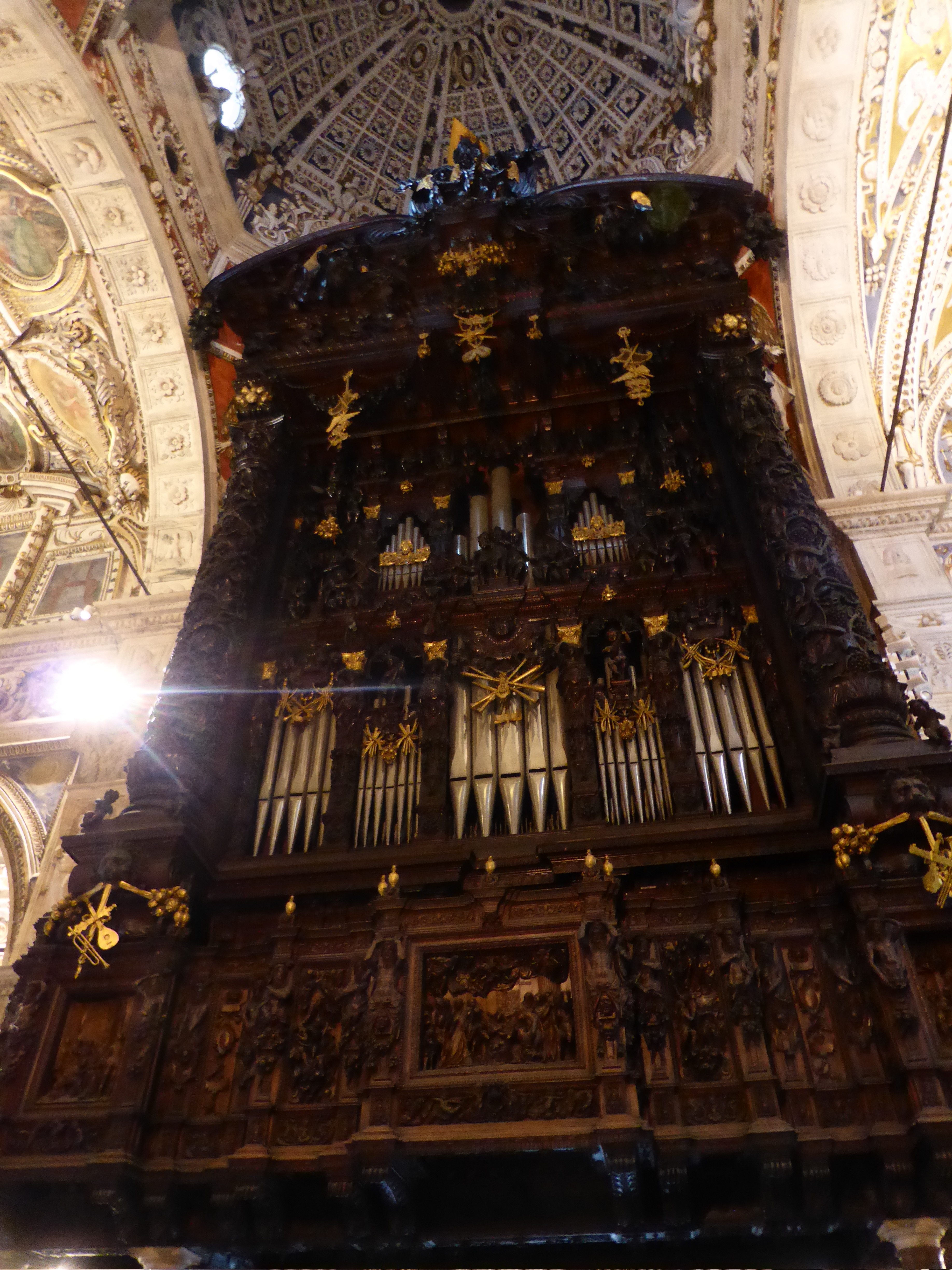 Die mit reichen Schnitzereien aus dem 17. Jahrhundert verzierte Orgel der Madonna di Tirano besitzt über 2000 Pfeifen und nimmt das gesamte linke Querschiff ein.