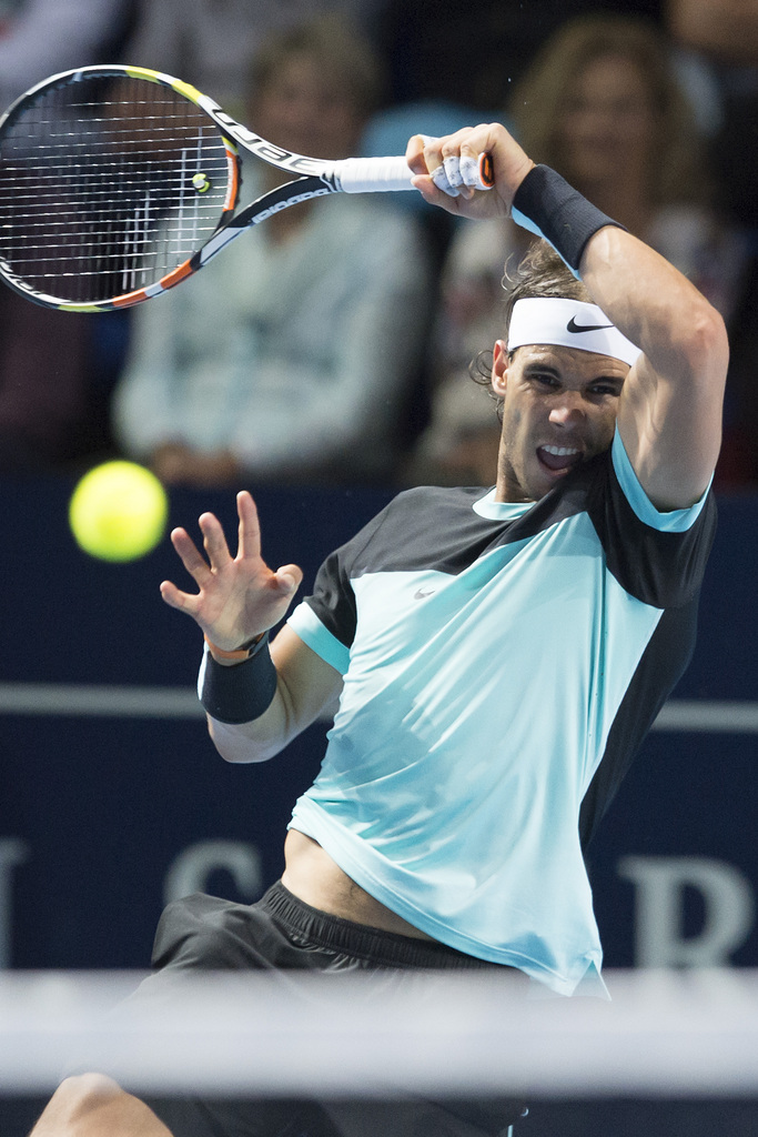 &lt;p&gt;Spain's Rafael Nadal returns a ball to Bulgaria's Grigor Dimitrov during their round of sixteen match at the Swiss Indoors tennis tournament at the St. Jakobshalle in Basel, Switzerland, on Wednesday, October 28, 2015. (KEYSTONE/Georgios Kefalas)&lt;/p&gt;
