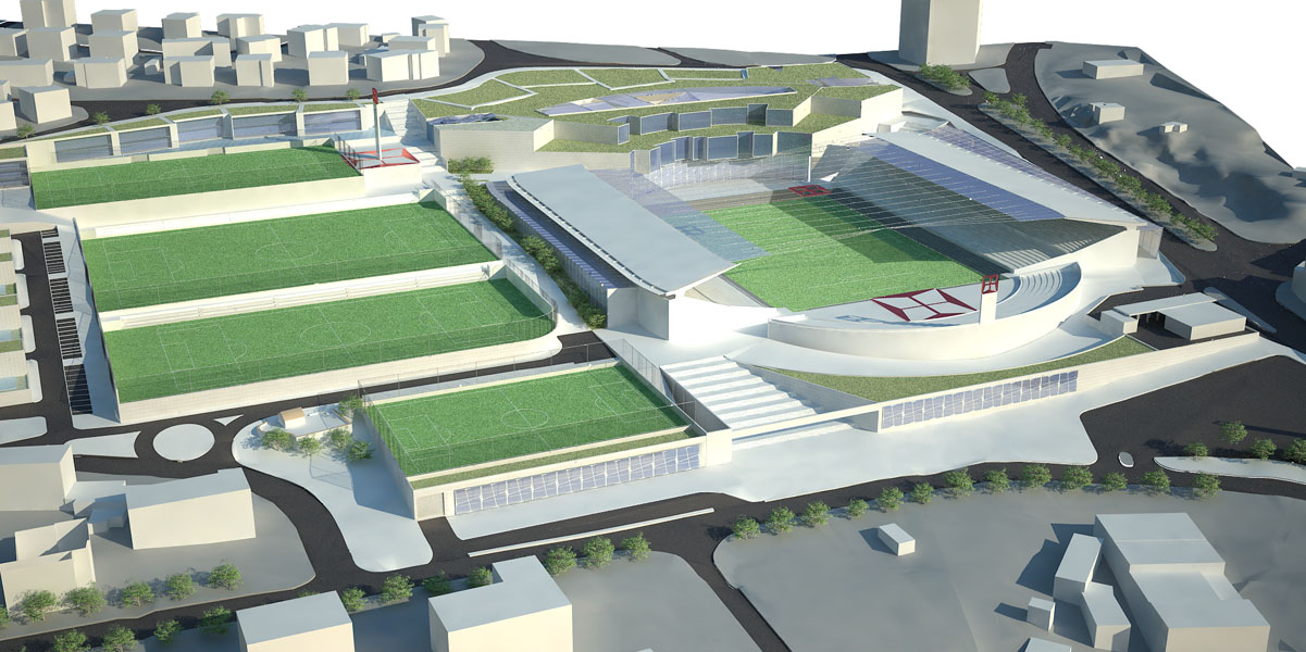 Modell einer neuen Sportanlage in Lissabon, Belém, der Os Belenenses