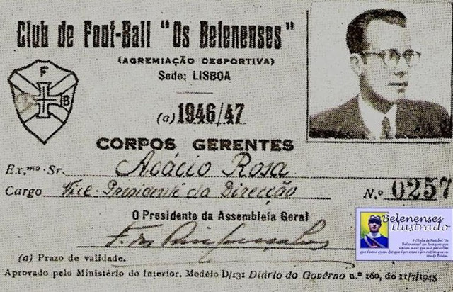 Mitgliedsausweis des Vize-Präsidenten Acacio Rosa aus dem Jahr 1946.