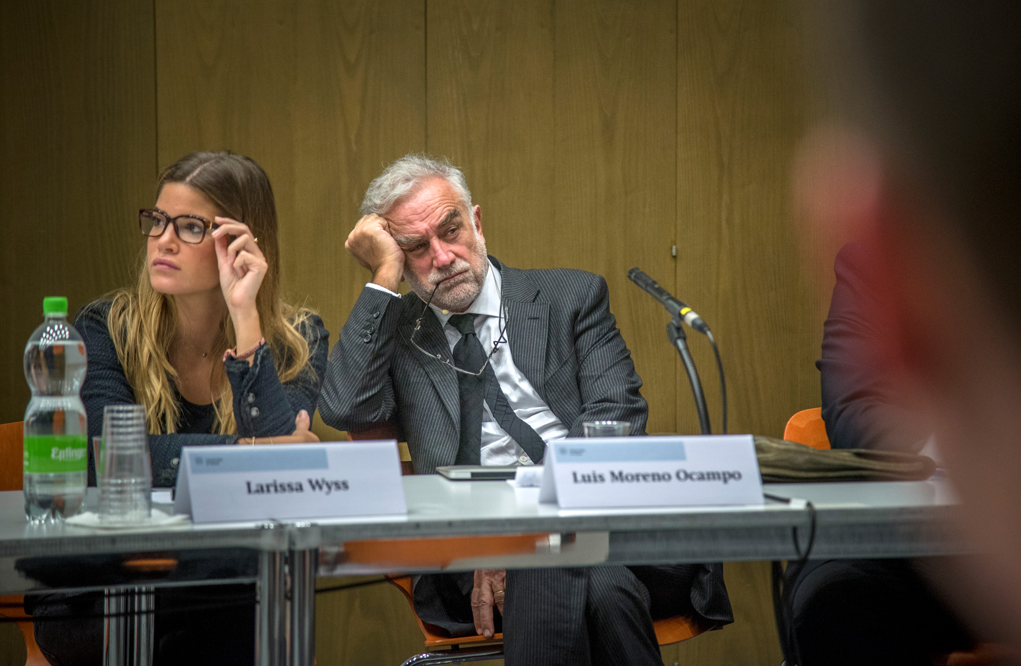 Podiumsdiskussion Universität Basel, 15. April 2016, mit Joseph Blatter, im Bild: Luis Moreano Ocampo