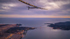 "Solar Impulse 2", a solar-powered plane piloted by Bertrand Piccard of Switzerland, flies over the Golden Gate bridge in San