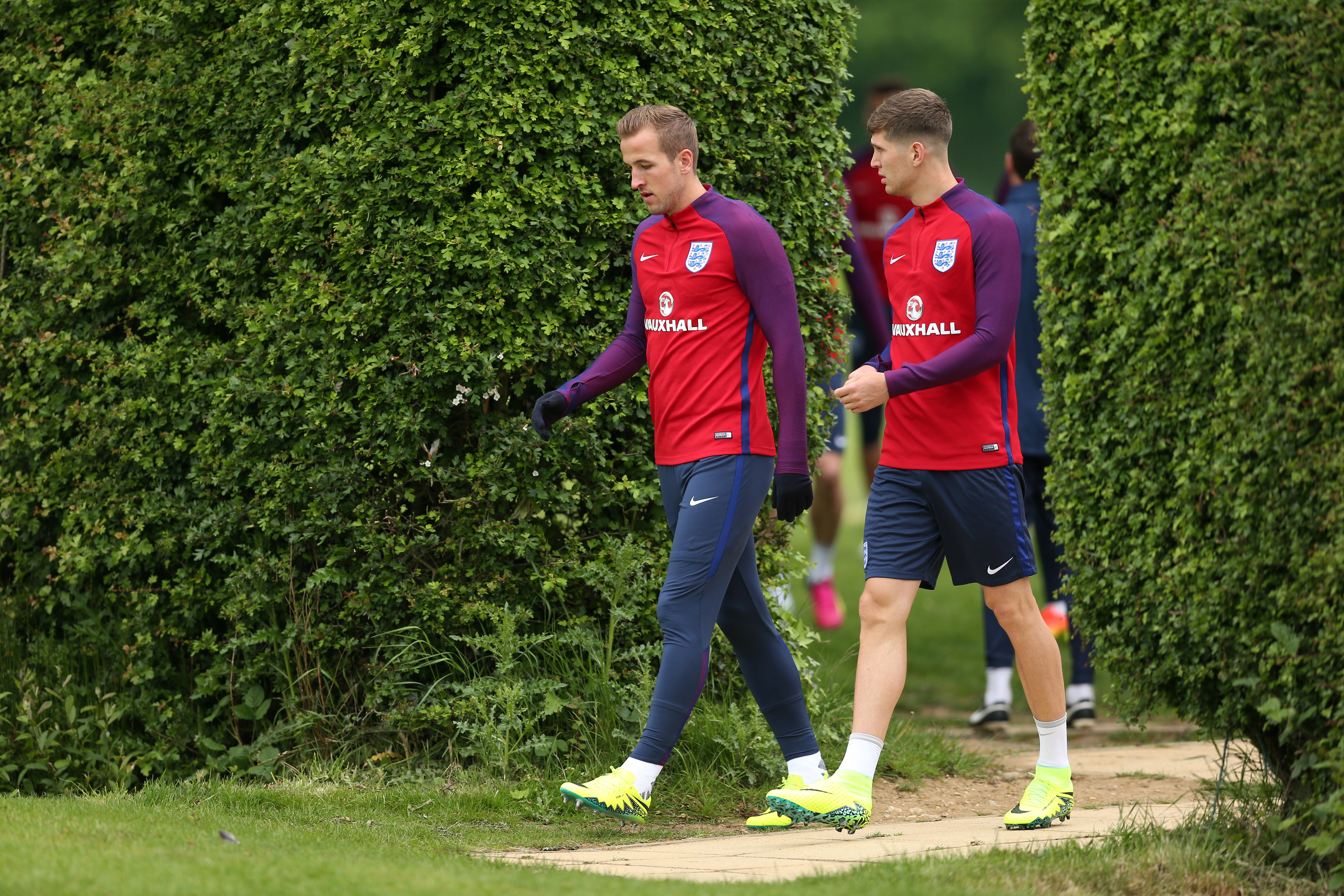 Britain Football Soccer - England Training - Watford Training Ground - 30/5/16 England's Harry Kane and John Stones during training Action Images via Reuters / Matthew Childs Livepic EDITORIAL USE ONLY.
