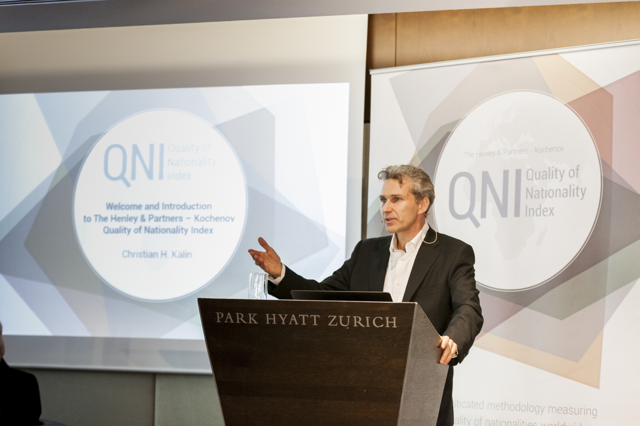 Rechtsanwalt Christian H. Kälin präsentiert am Donnerstag, 2. Juni 2016 in Zürich den ersten Quality of Nationality Index von Henley 