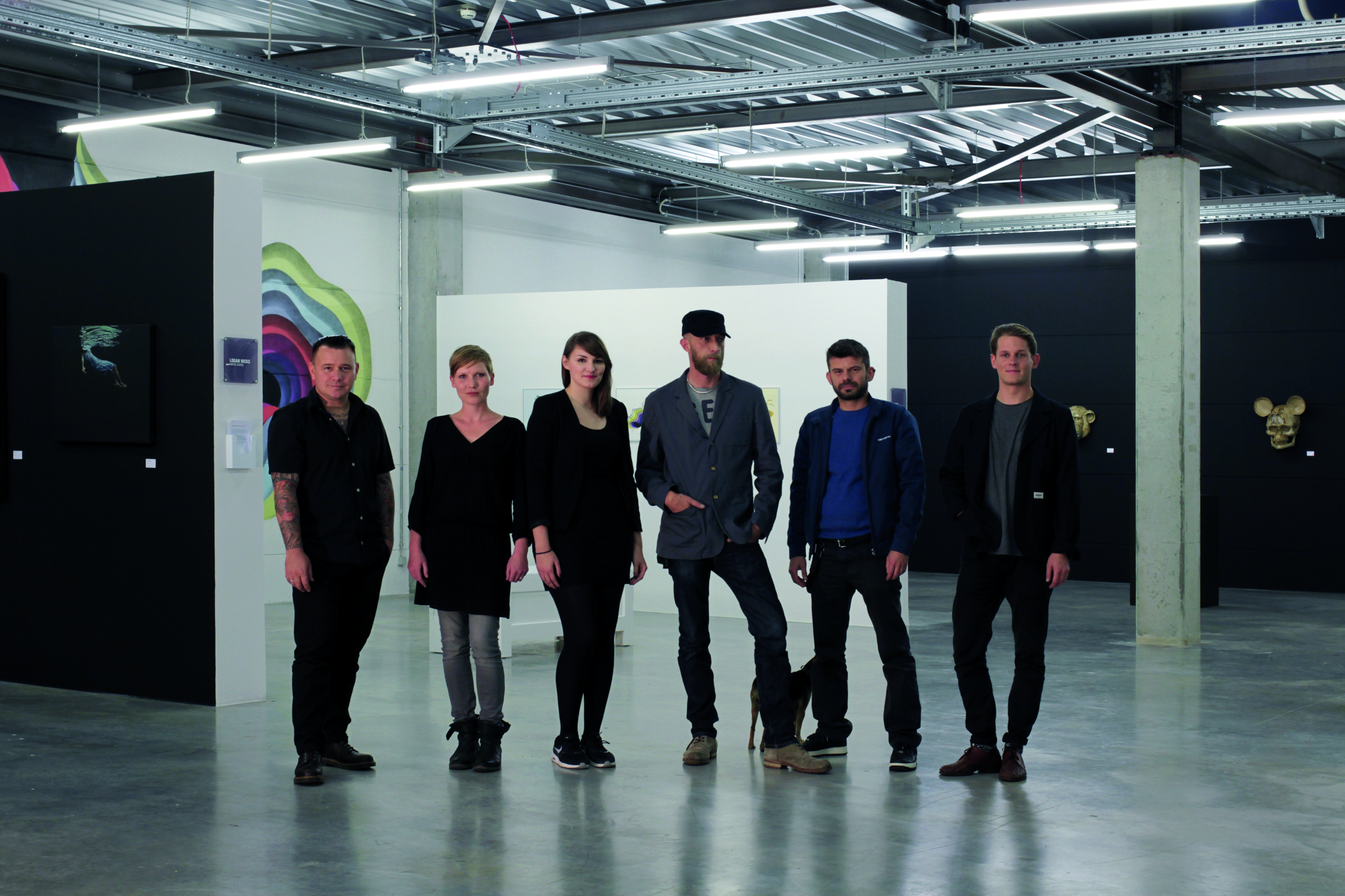 Das Team der Colab-Gallery: Kevin Reinhart, Anne Funk, Susan Müller, Rudi Anker, Stefan Winterle und Daniel Künzler.