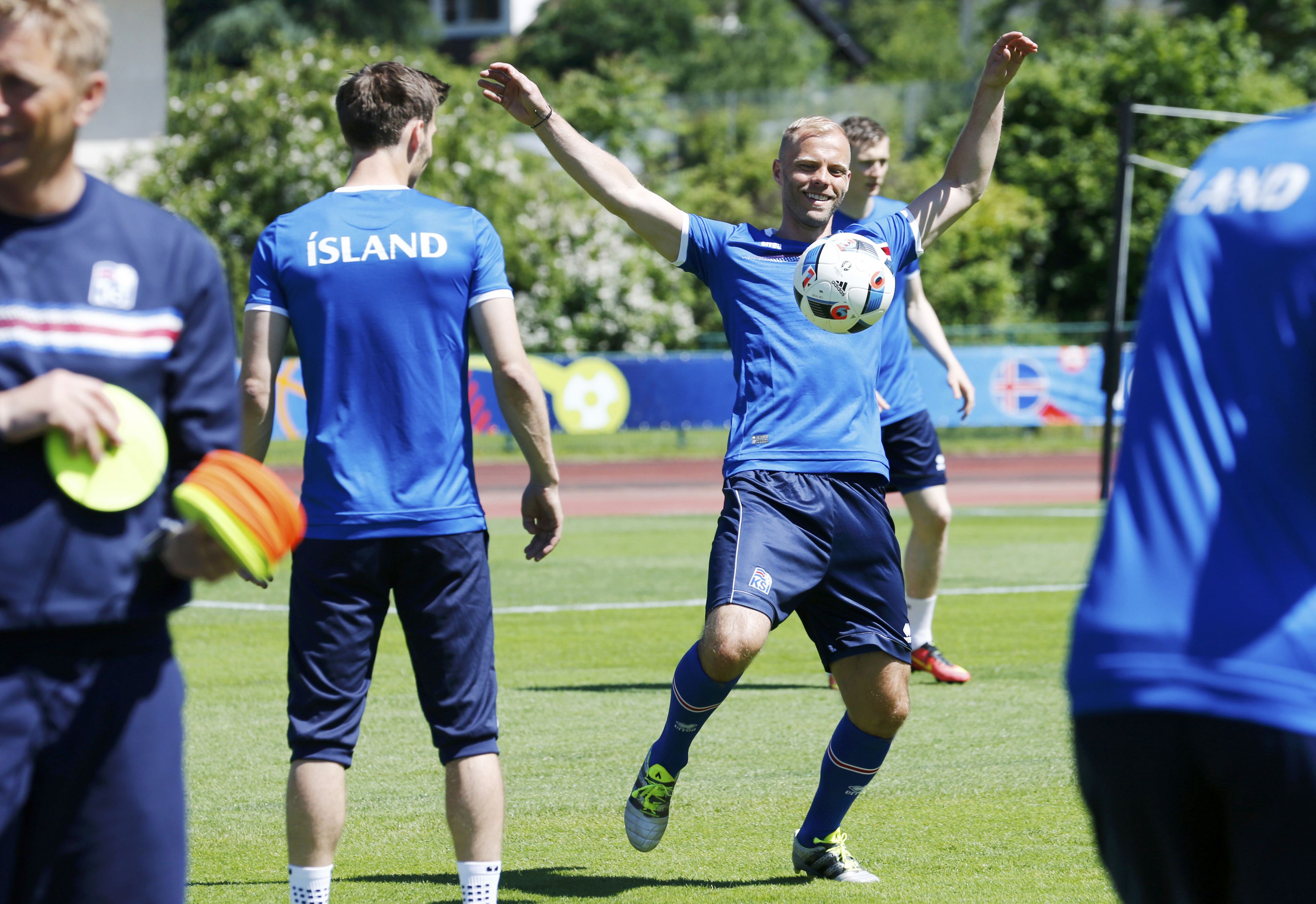 Football Soccer - Euro 2016 - Iceland Training - Complexe Sportif d'Albigny, Annecy-le-Vieux, France 10/6/16 - Iceland's Eidur Gudjohnsen during training REUTERS/Denis Balibouse