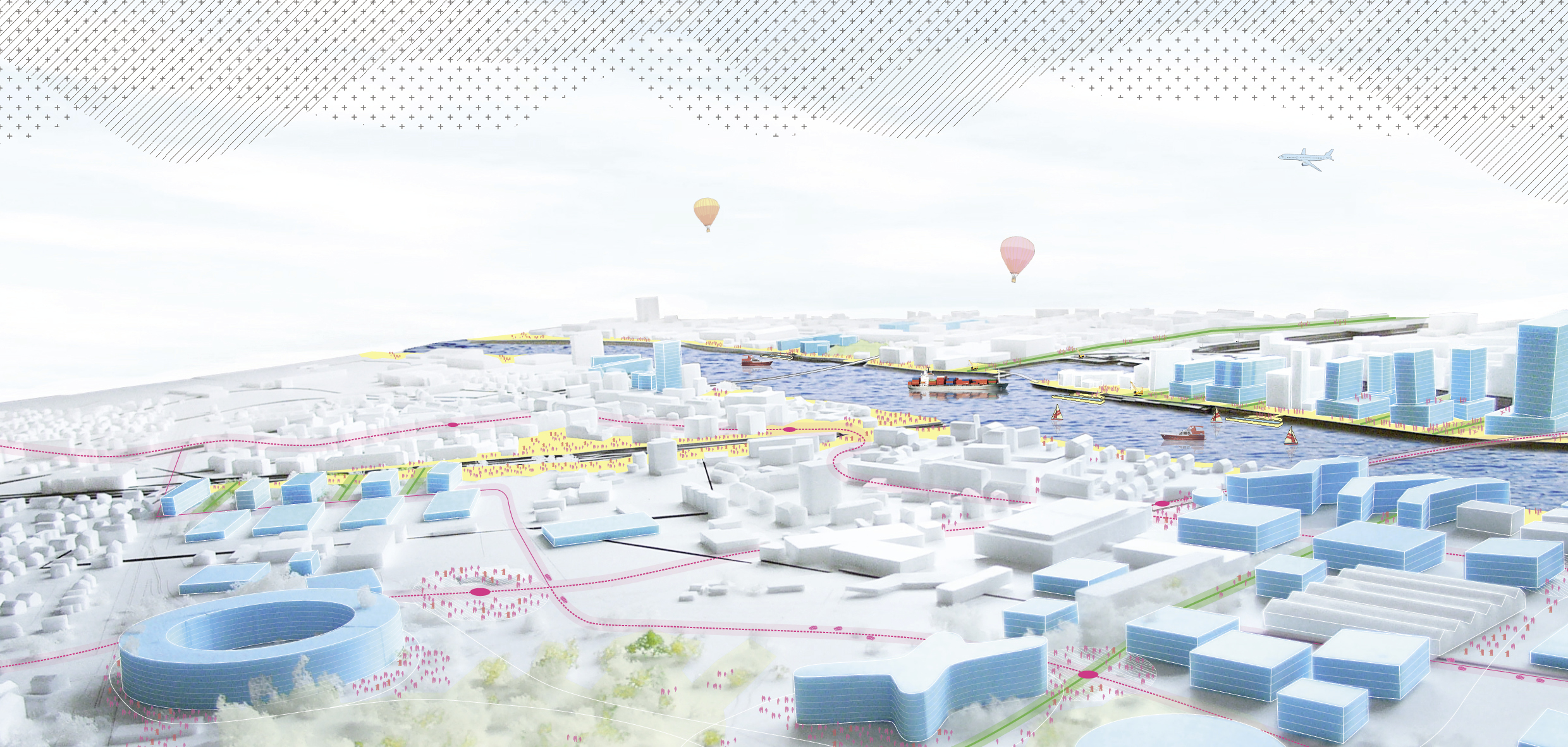Eines der nominierten Projekte an der IBA: Das länderübergreifende Quartier «3-Land» als urbane Vision. Ingesamt werden nun 32 städtebauliche Ideen aus der Region Basel, dem Elsass und Südbaden vorgestellt.