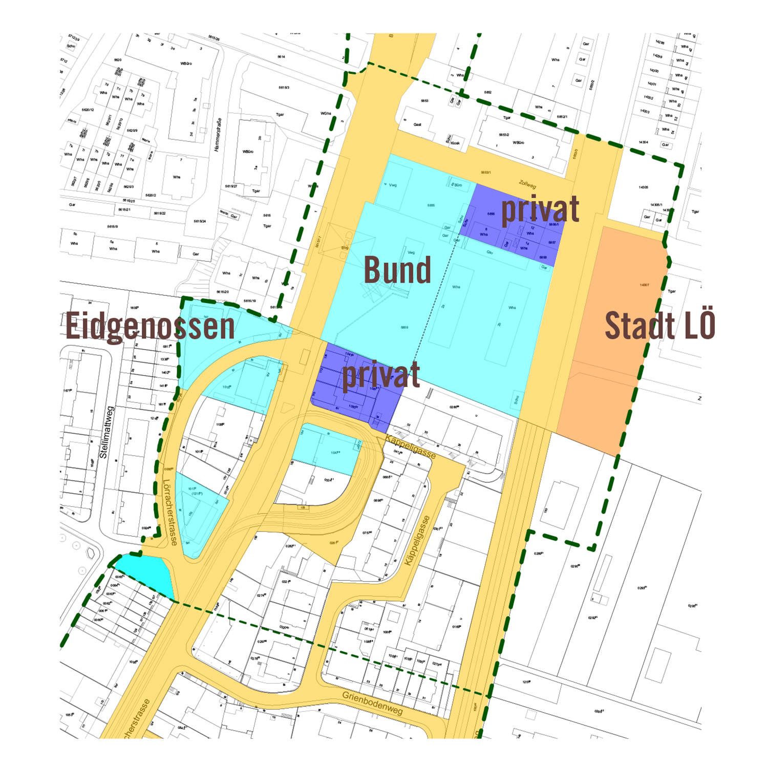Der Zoll soll kompakter werden, um neue Flächen (z.B. für eine Begegnungszone) zu gewinnen. Das Riehener Stettenfeld ist aber nicht Teil des Projekts.