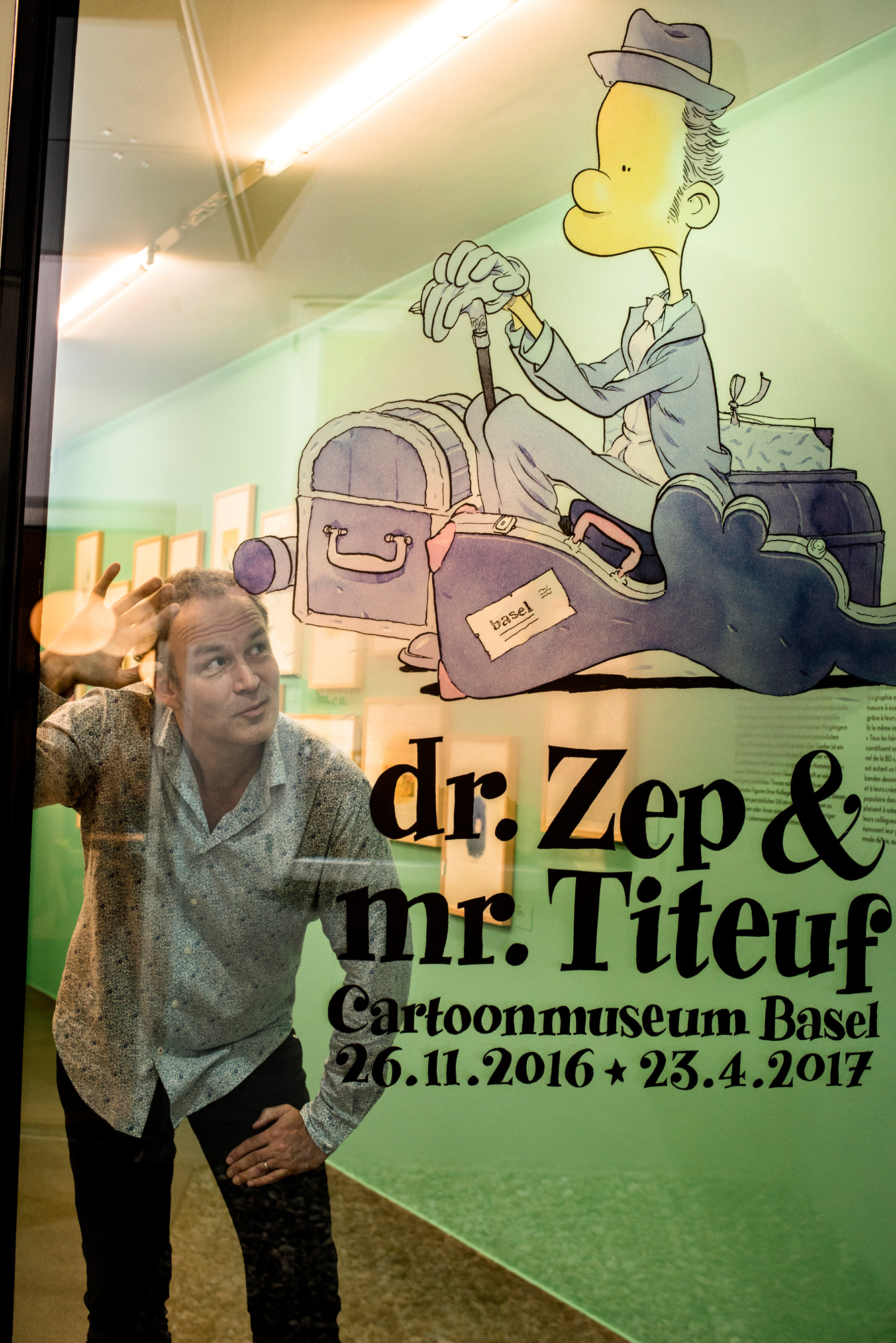 Zep und sein Doppelgänger im Cartoonmuseum Basel.