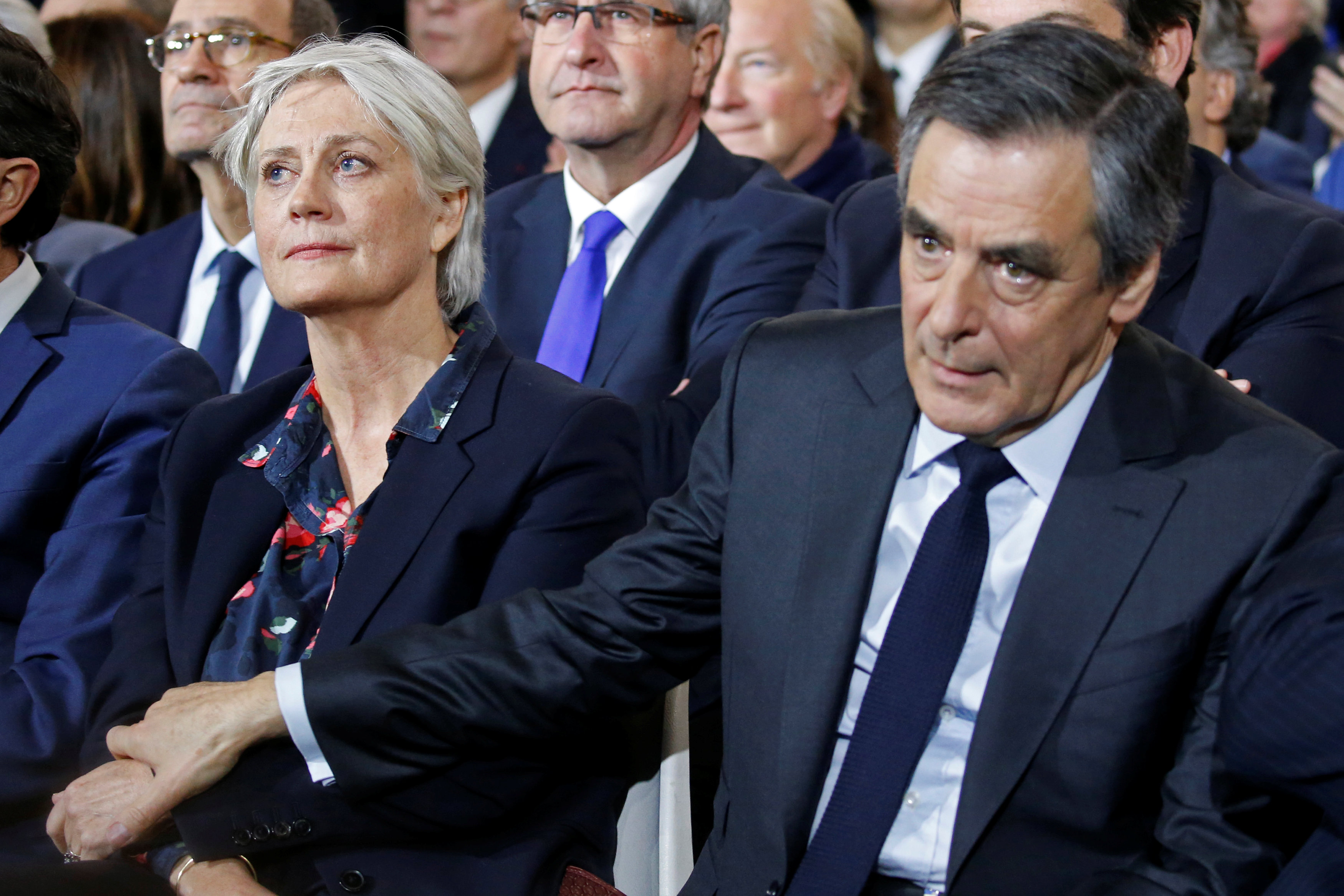Francois Fillon, member of Les Republicains political party and 2017 presidential candidate of the French centre-right, and his wife Penelope attend a political rally in Paris, France, January 29, 2017. Picture taken January 29, 2017. REUTERS/Pascal Rossignol