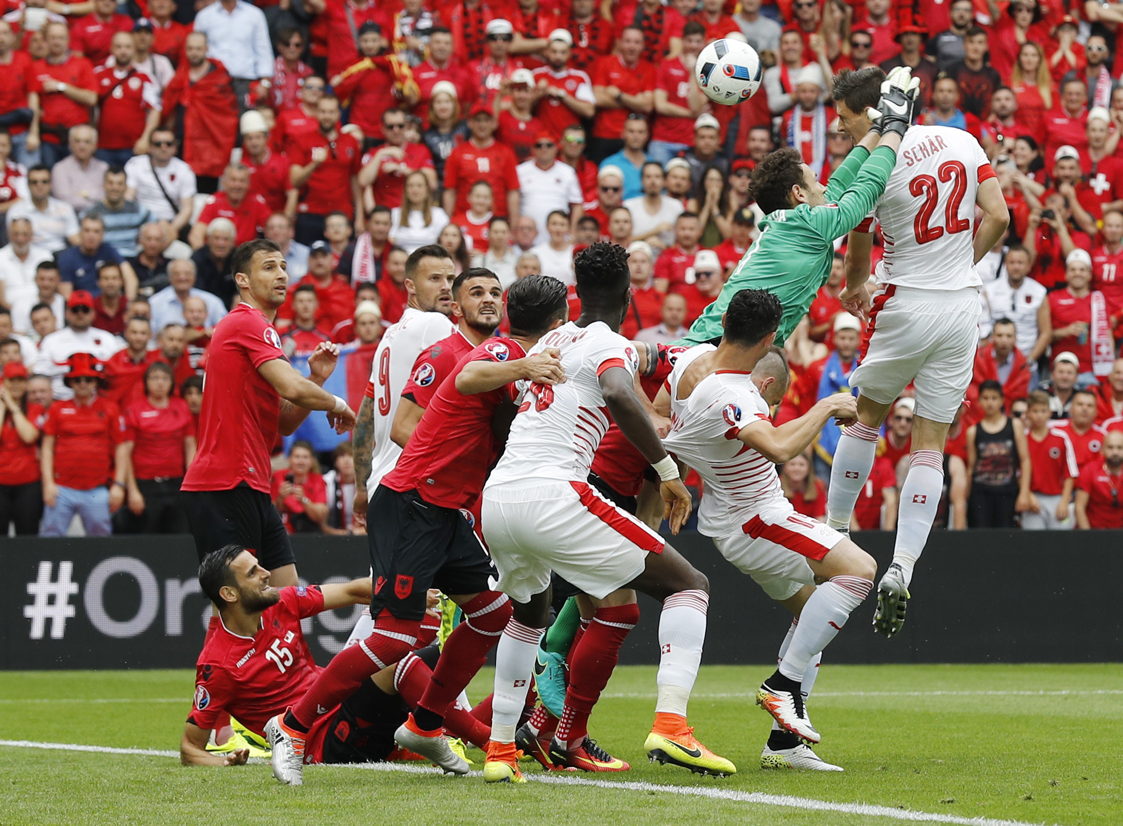 Football Soccer - Albania v Switzerland - EURO 2016 - Group A - Stade Bollaert-Delelis, Lens, France - 11/6/16 Switzerland's Fabian Schar scores their first goal REUTERS/Darren Staples Livepic