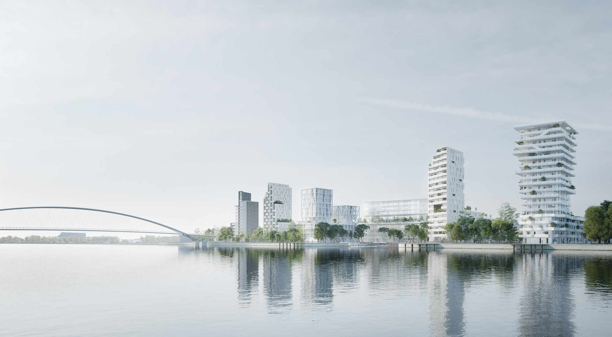 Neue Skyline am Rheinufer: So soll Huningue in wenigen Jahren aussehen.