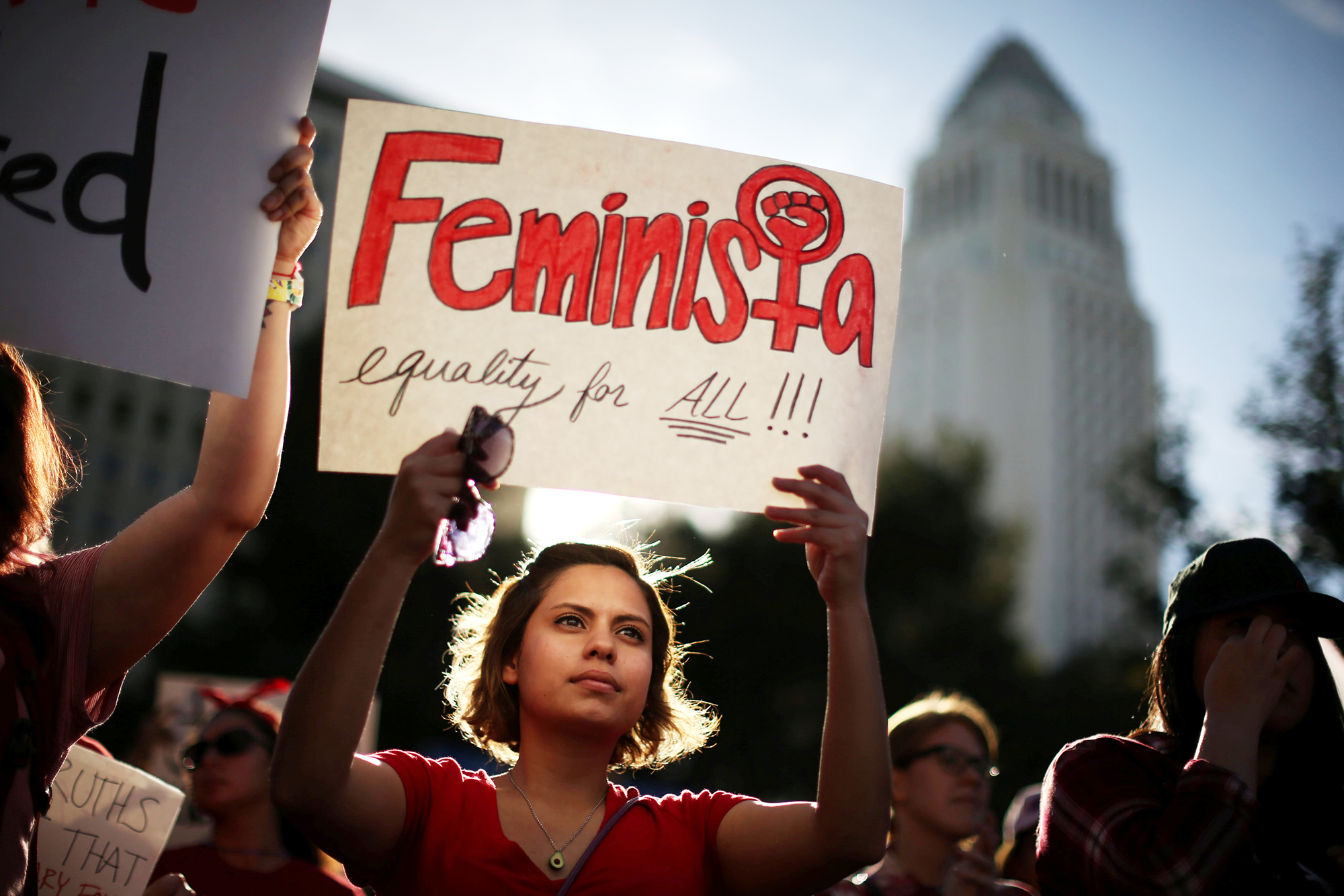 Mary Arevalo, 29, participates in the International Women's Day 