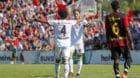 Die Basler Luca Zuffi, rechts, und Omar Gaber, links, feiern das 0-2, waehrend dem Schweizer Cup Fussballspiel zwischen dem F