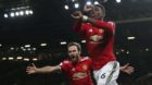 Paul Pogba of Manchester United ManU celebrates scoring the third goal during the premier league match at Old Trafford Stadiu