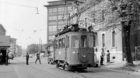 Tram Nummer 25 beim Grenzübertritt nach Huningue um 1960.